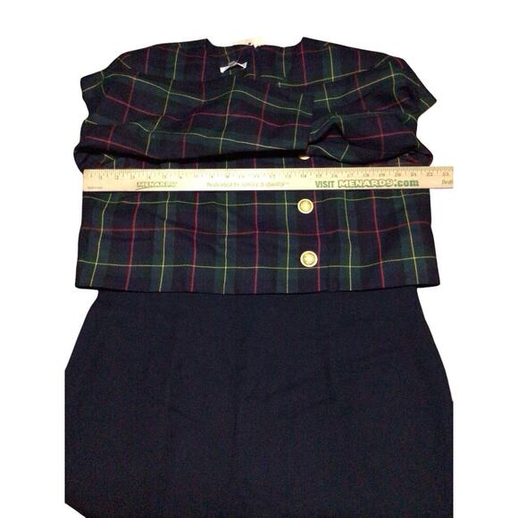 Vintage Talbots Wool Blend Navy Plaid Dress Suit Size 16 Formal Business Career - Picture 9 of 16